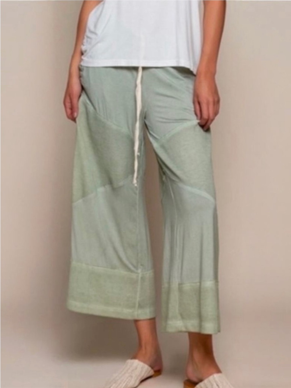 POL Sage Green Wide Leg Culotte Drawstring Pants M/L NWT - Picture 6 of 14